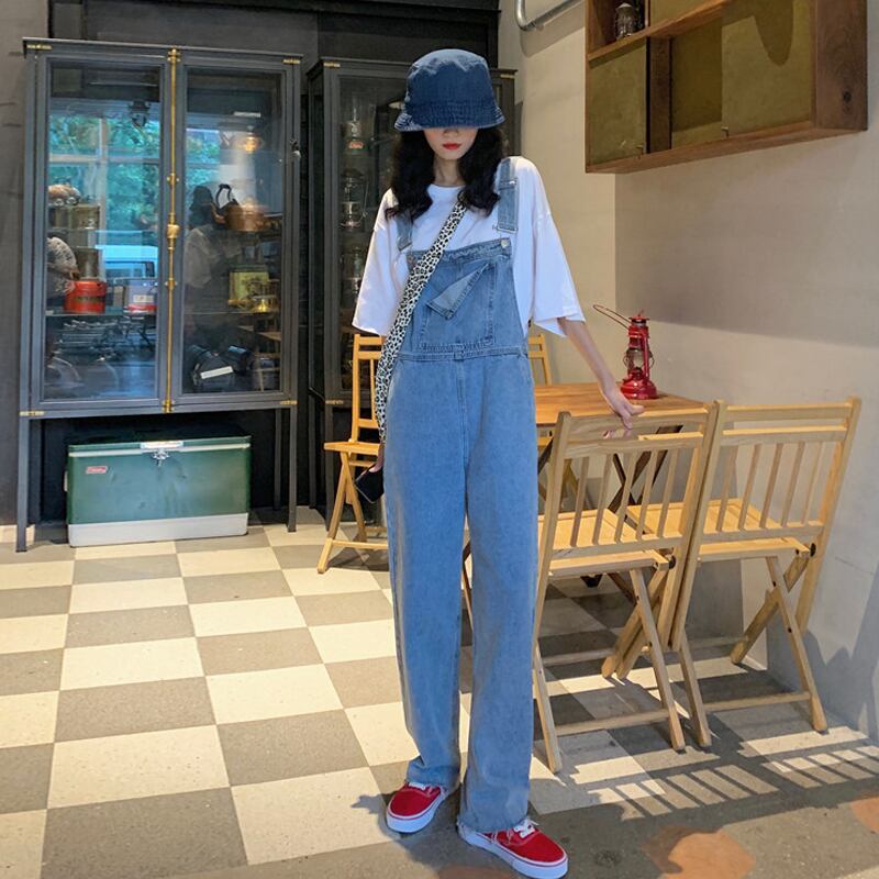 オーバーオール サマー薄手スタイルルーズスプリングオータムカラーワイドレッグパンツ 春物 夏物 秋物 ワイドパンツ スーパーモール78716165842