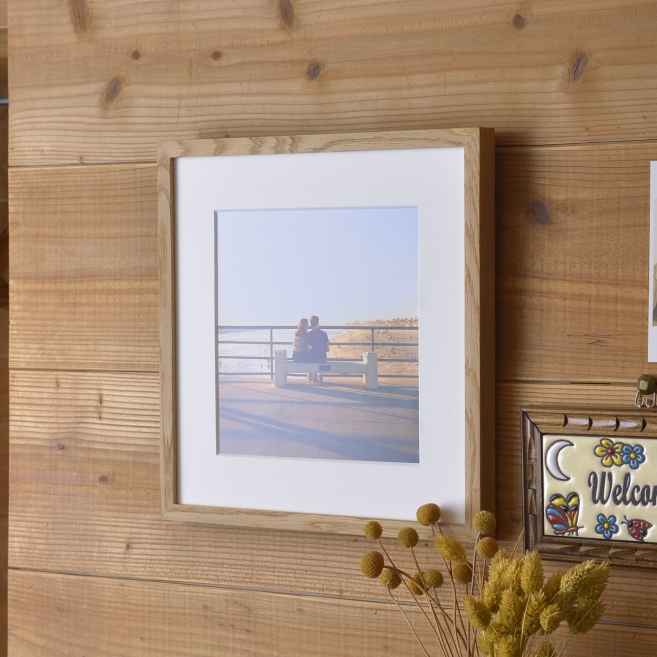 オーク無垢材の額(正方形の写真) | 一色写真館