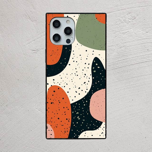 受注生産 iPhoneケース くすみ色の有機形ポップ抽象｜ポップアブストラクト PABS052C