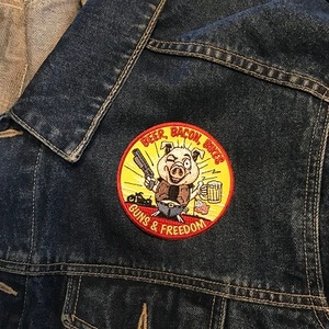 アメリカンワッペン ベーコン ビア ガン【ワッペン・アップリケ・パッチ】 FD9000