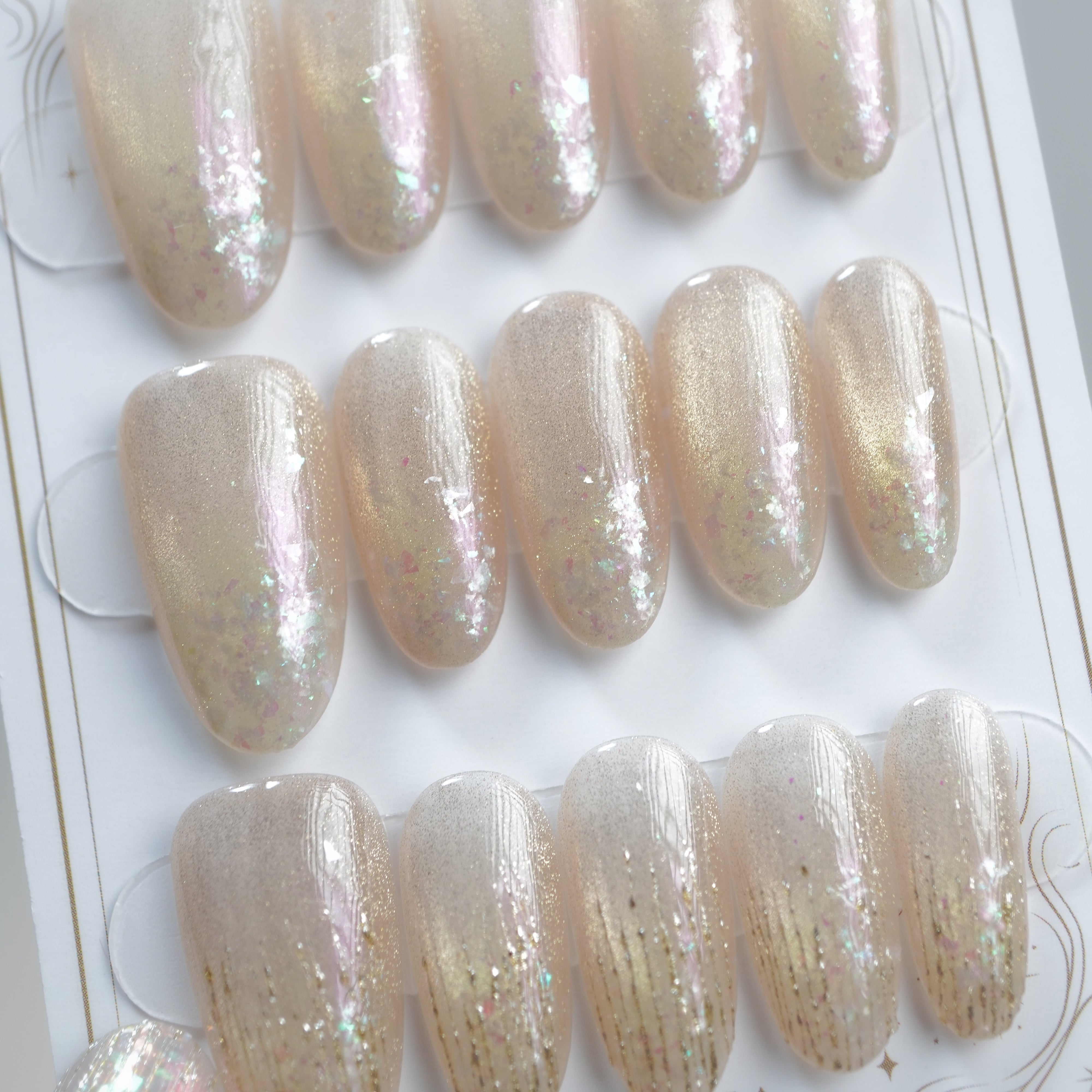 #703 ロングアーモンド 秋のちゅるんシリーズ /XY263 繰り返し使えるネイルチップ