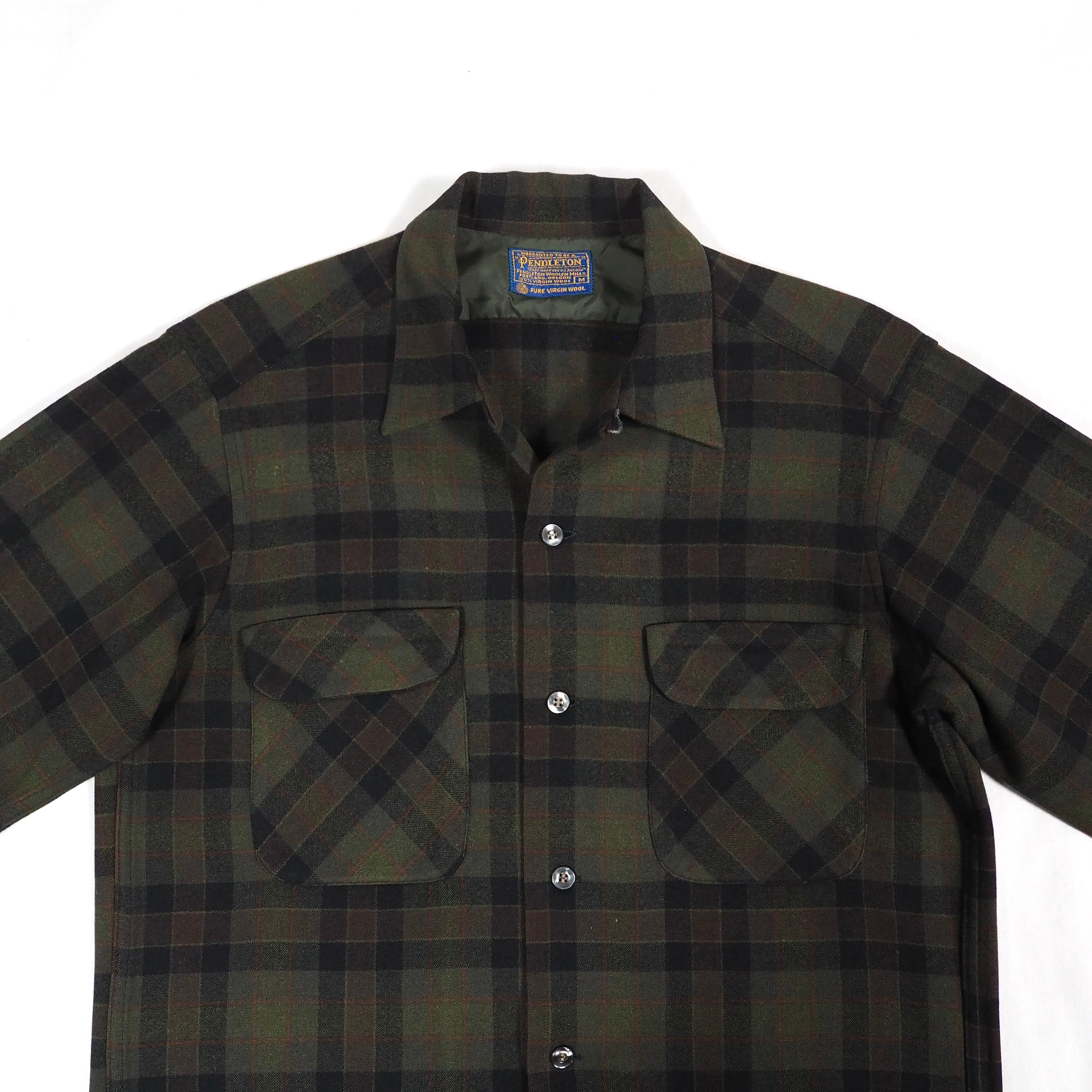 60s ペンドルトンボードシャツ NOS】60's PENDLETON Board shirt M Olive ペンドルトン ボードシャツ