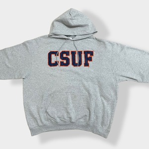 【champion】カレッジ カリフォルニア州立大学 CSUF 刺繍 パーカー フーディー スウェット プルオーバー 2XL ビッグシルエット チャンピオン US古着