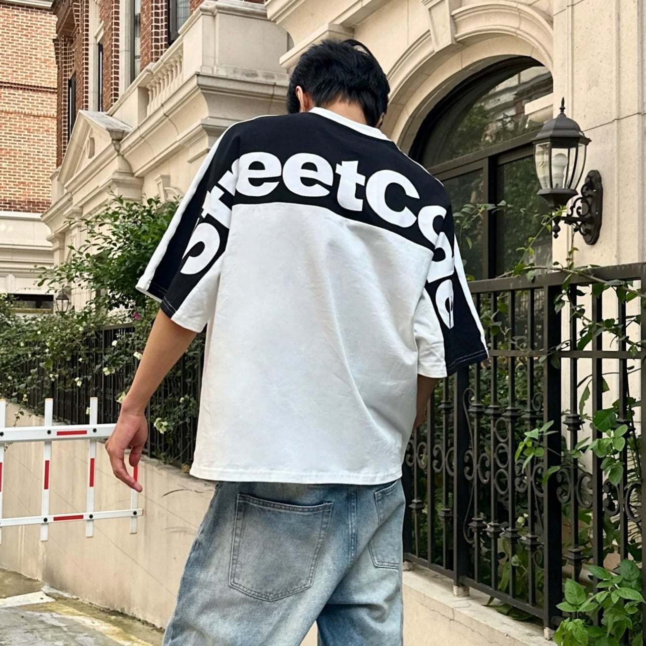カラーブロックバックロゴワイドTシャツ 2col   A00139