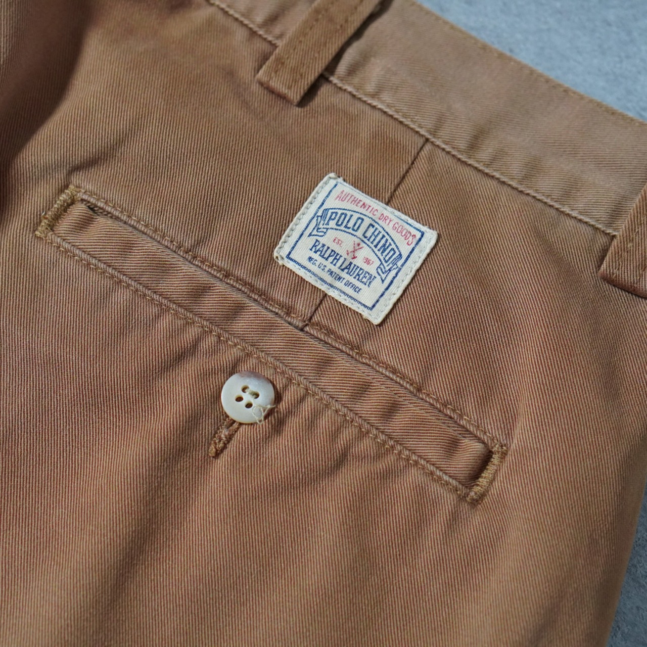 90s 初期型 USA製 Polo by Ralph Lauren POLO CHINO "No pleats" Tobacco Brown [W36L31相当] 古着 - 10
