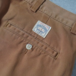 90s 初期型 USA製 Polo by Ralph Lauren POLO CHINO "No pleats" Tobacco Brown [W36L31相当] 古着