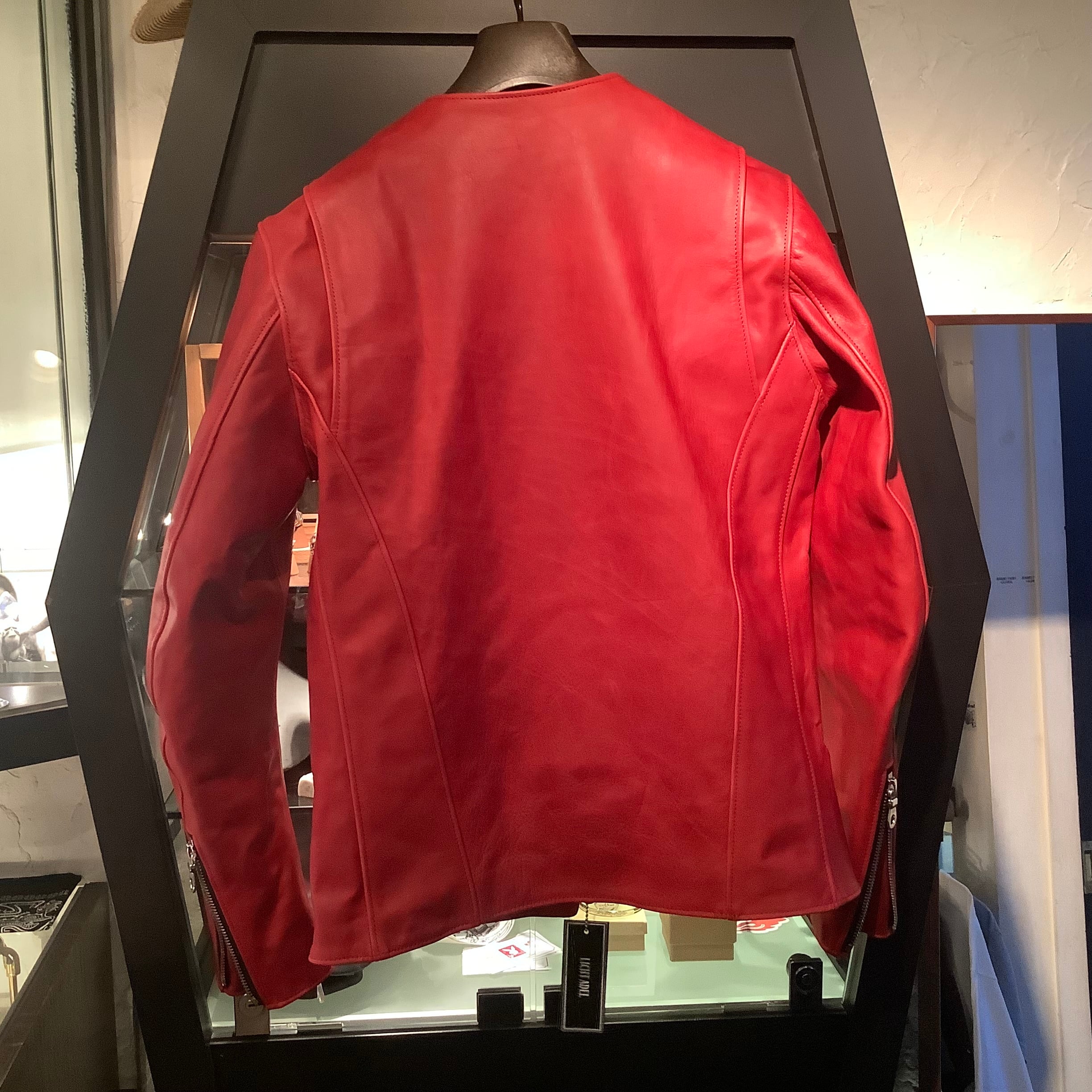 Licht Adel LW-JKT02 Collarless Double Jacket Red leather riders