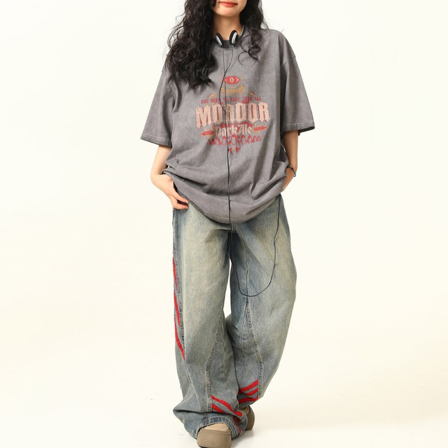 grey wash graphic short-sleeve tee　グレーウォッシュグラフィック半袖ティー　J1978