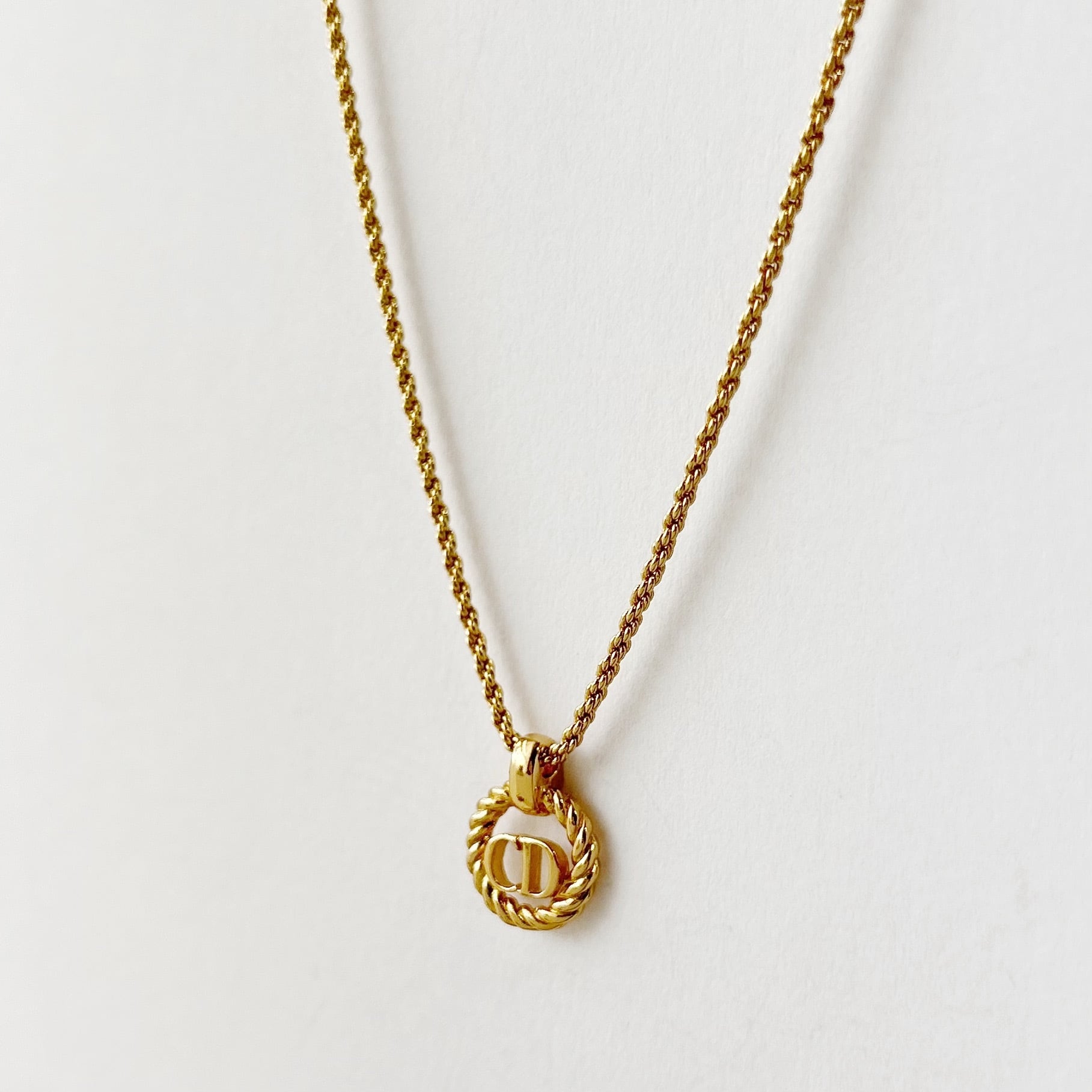 N7002】Christian Dior twist circle necklace/クリスチャンディオール
