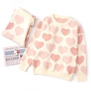 megmy1130様着用 Design Heart ロング丈ニット ルームウェア set up*L-411