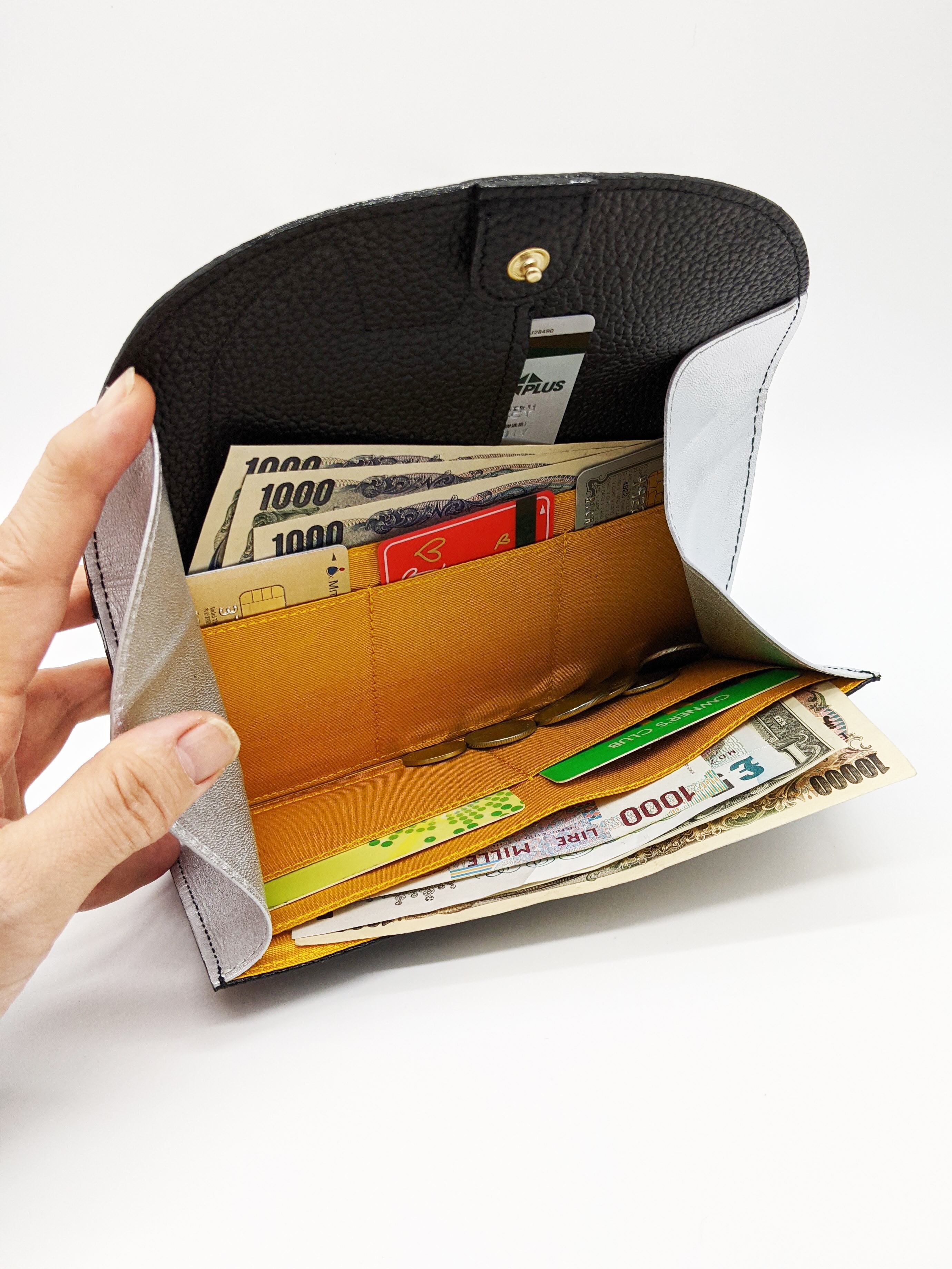 CHIGRACCI 猫デザイン長財布 「ニャレット 」シルバー×ブラック 本革