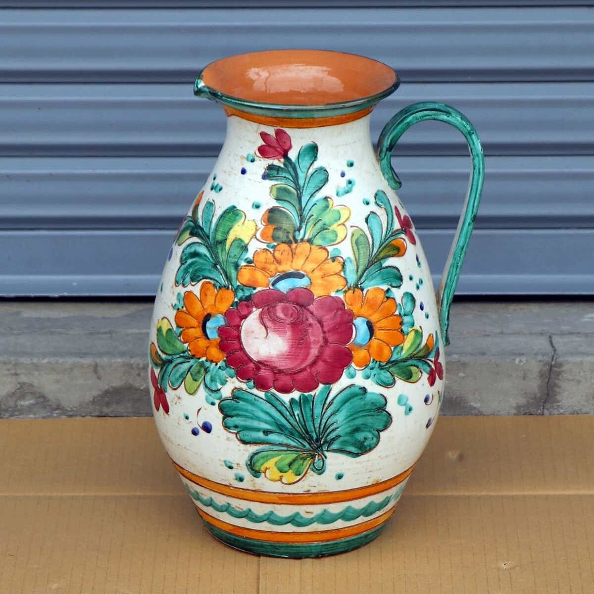 イタリア製・花柄・水差し・花器・No.200708-433・梱包サイズ80