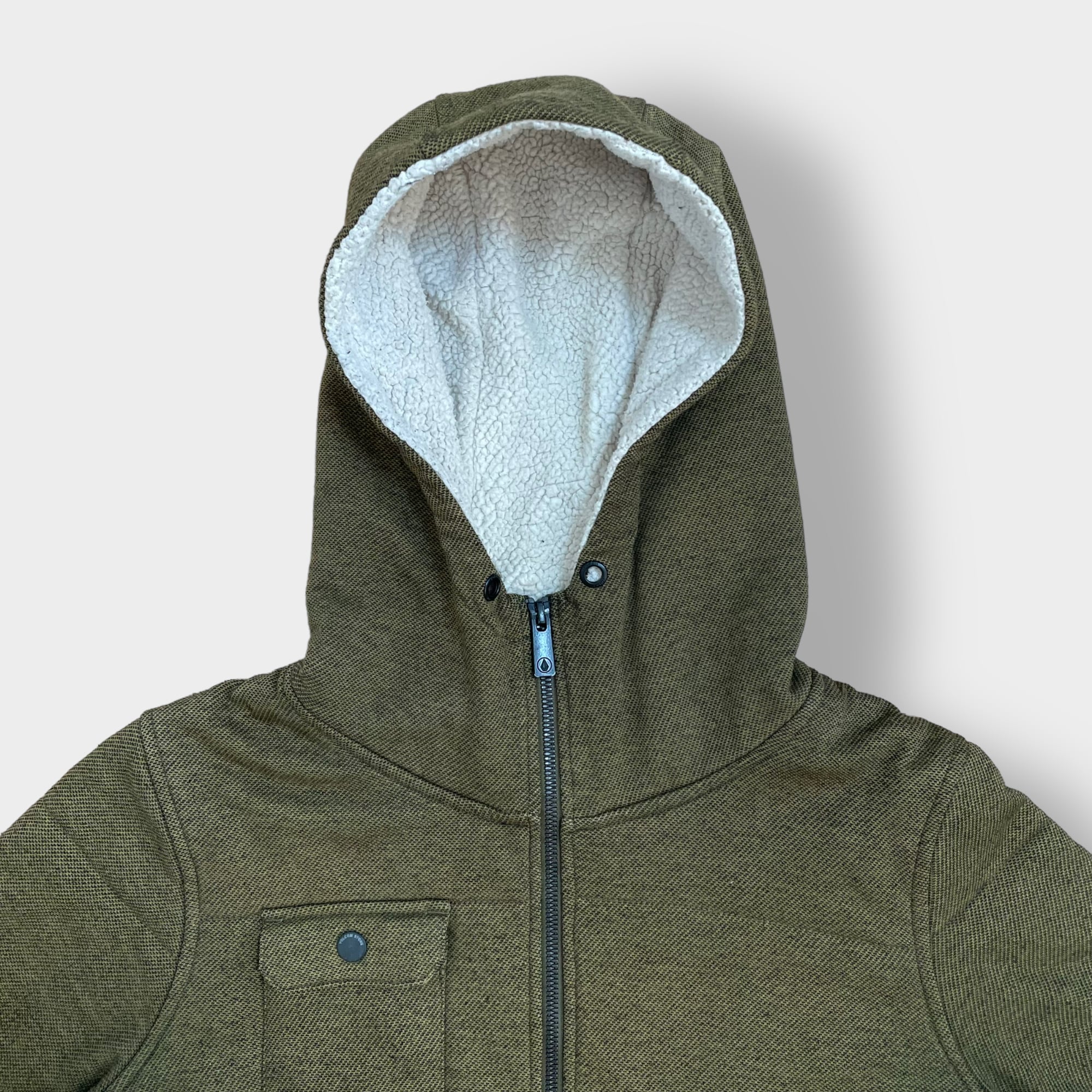 VOLCOM ジップアップ パーカー スウェット フーディー ボア hoodie S