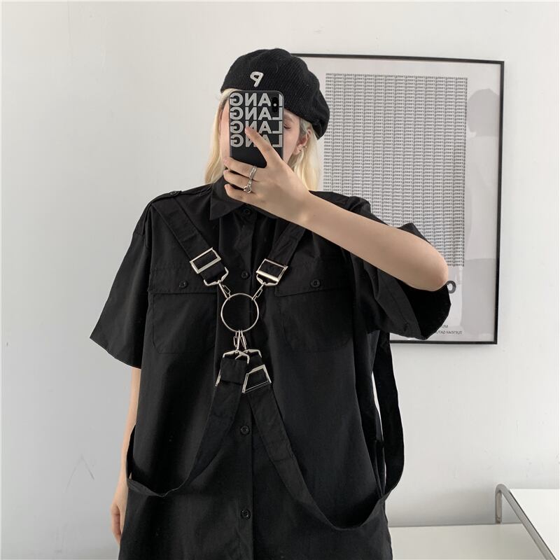 ダークソリッド カラーシャツ レディースバンドメタルリング ルーズ 指輪 ソリッドカラー ケッペル63571123794