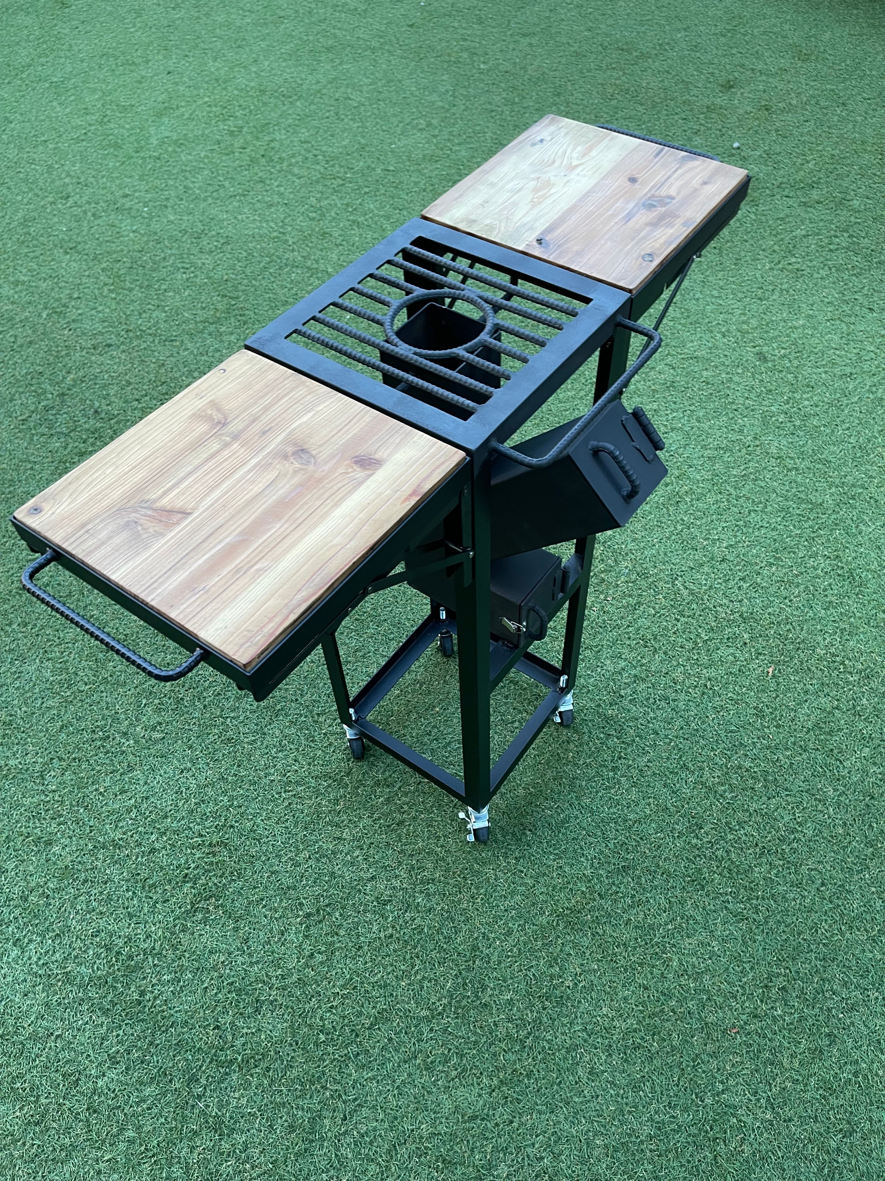 移動式ロケットストーブ、サイドテーブル付き | radjunks