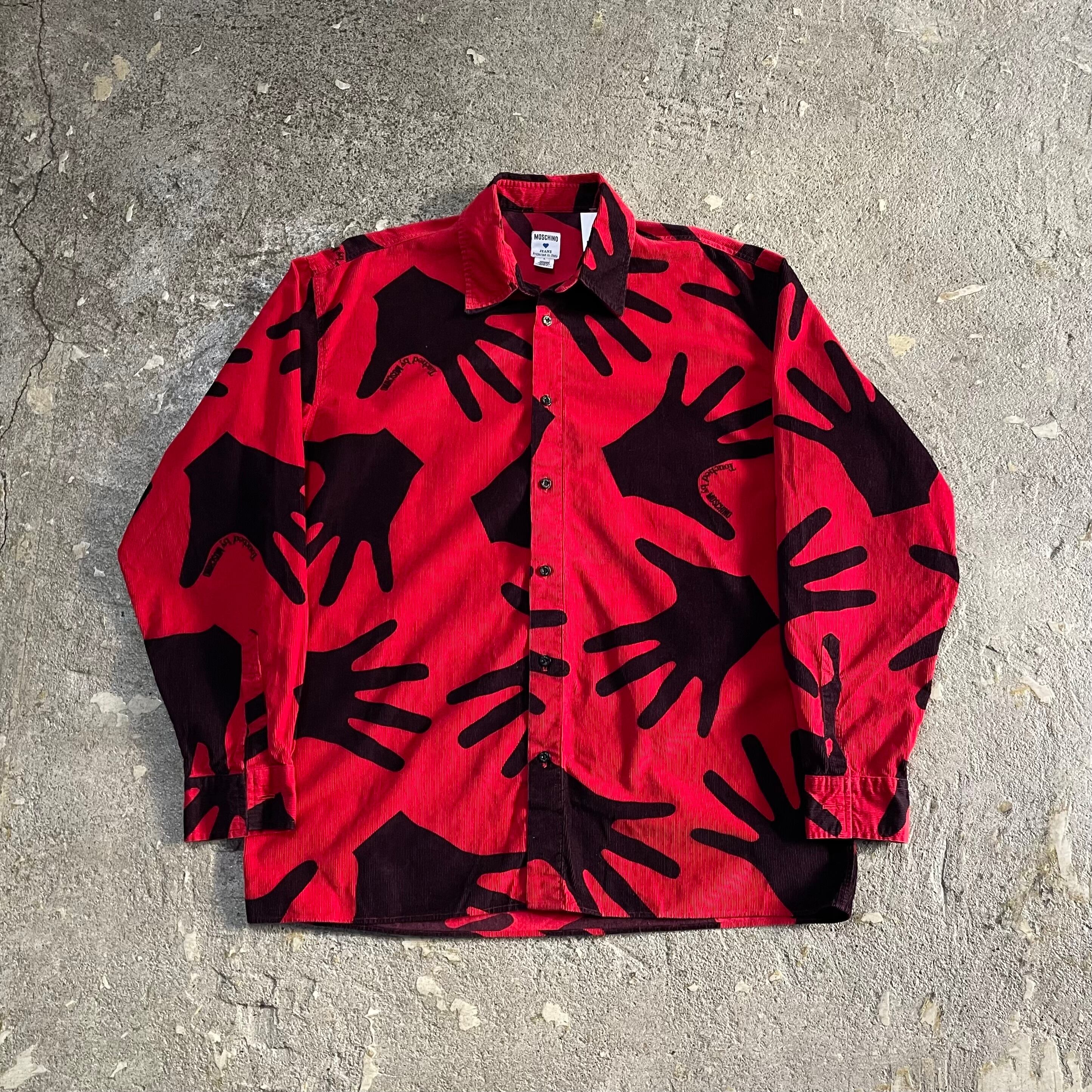 00s MOSCHINO hands pattern corduroy shirt【仙台店】