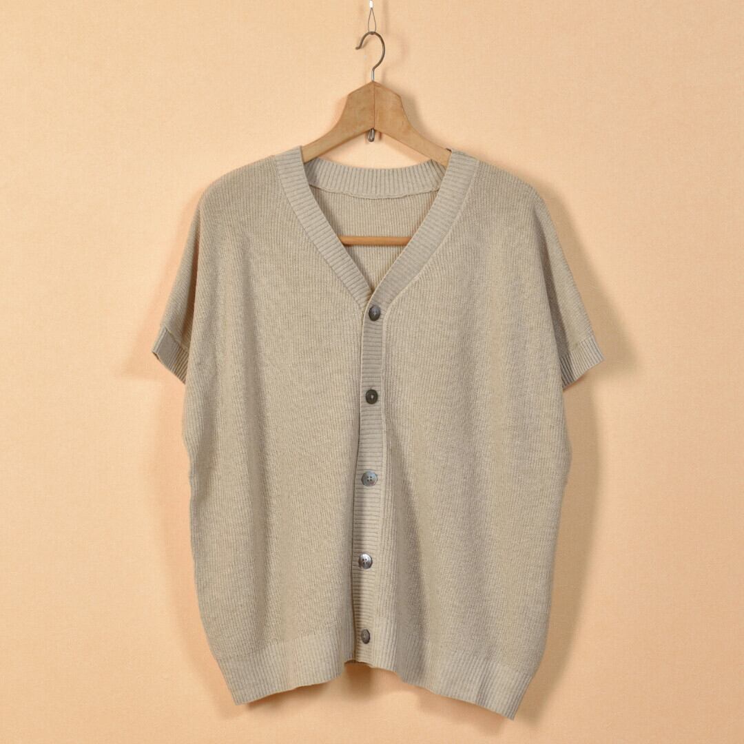 prit プリット コットンリネン片畦編み2ウエイワイドベスト・キナリ ユッタリとしたフレンチベストです