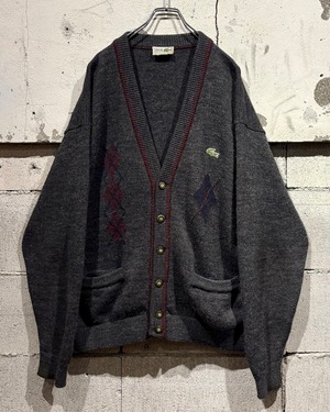 【Caka otto】80's “LACOSTE” Argyle Design Vintage Alpaca Blend Knit Cardigan