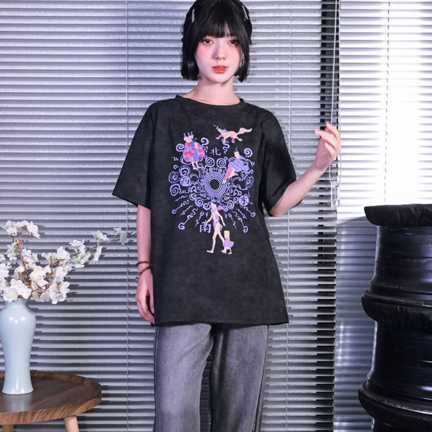 チャイナ風 中華服 古怪舎 Tシャツ プリント柄 中華系ファッション 30代ファッション夏服