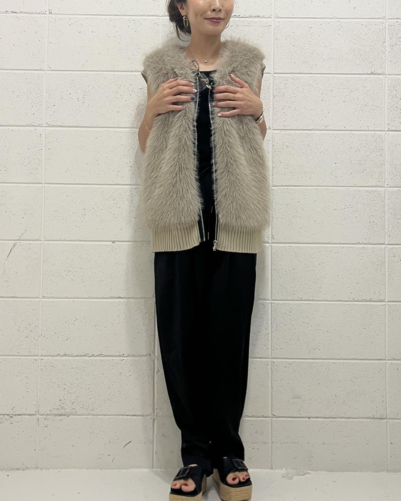 ガレナ galena GALENA  エコファーZIP配色ニットベスト 70042-5103