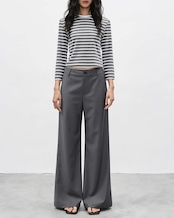 Cropped long sleeve border T-Shirt L0069