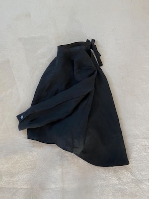 BLACK LINEN SHIRT（RIBBON)