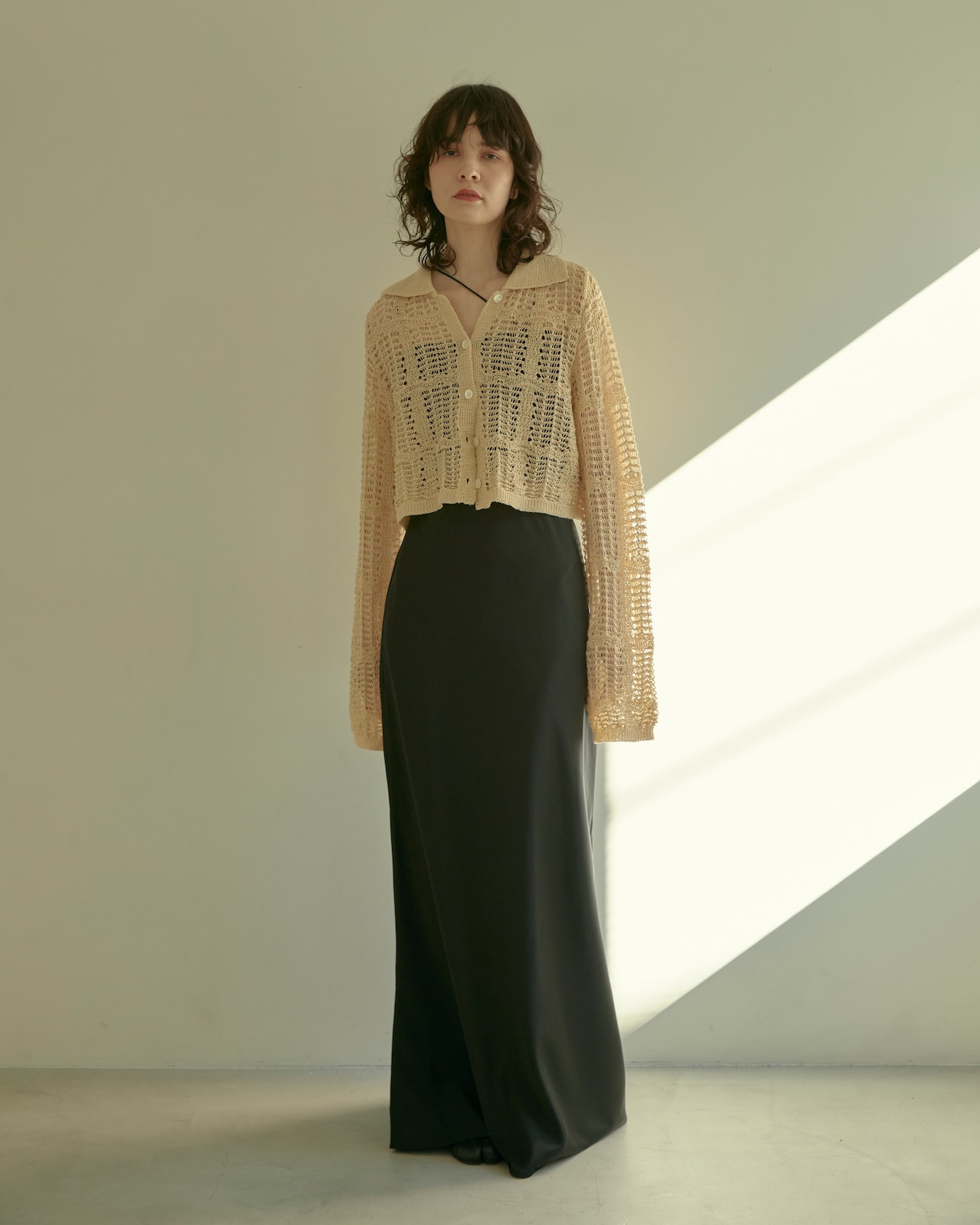 DU240523 mesh knit cardigan shirt【残り僅か】