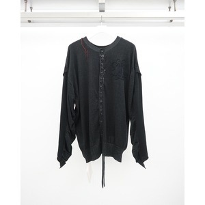 [DUELLUM] (デュエラム) DUE-IX-093-KNT REVERSIBLE CARDIGAN(BLACK×RED STITCH)