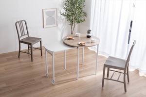 【幅75?116cm】Libre 伸縮スライド式ダイニングテーブル丸型