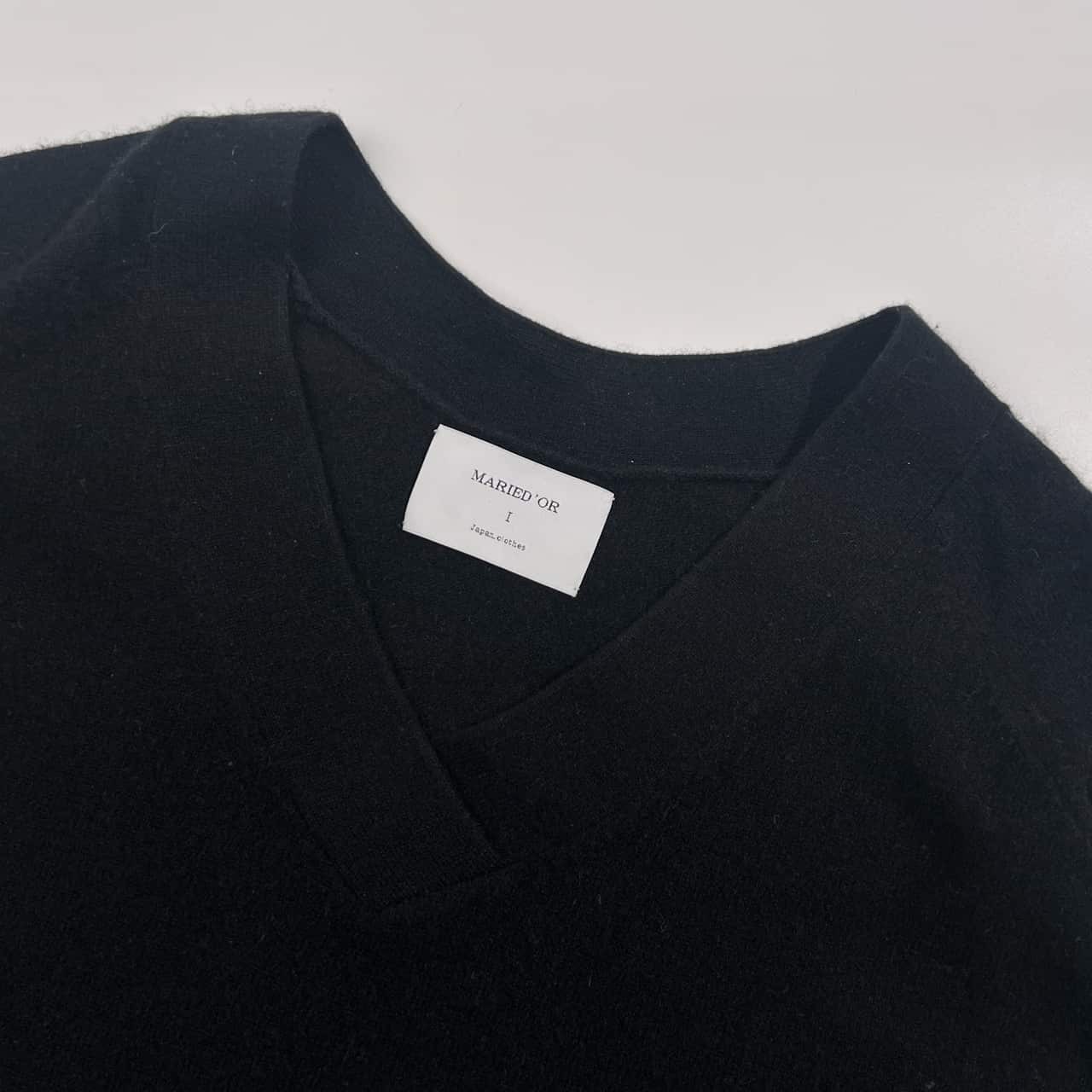 カシミヤ100% MARIED'OR マリードール Vネック ニット セーター /ブラック レディース