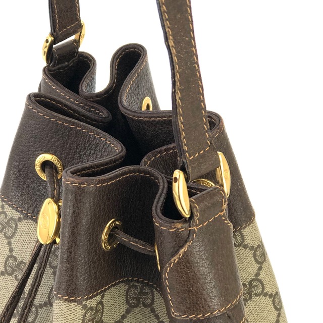 GUCCI グッチ　シェリーライン　チャーム　GGプラス　巾着　ショルダーバッグ　ベージュ　vintage　ヴィンテージ　オールドグッチ　cinkua