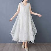 ローズ柄 レース マキシワンピース 30153