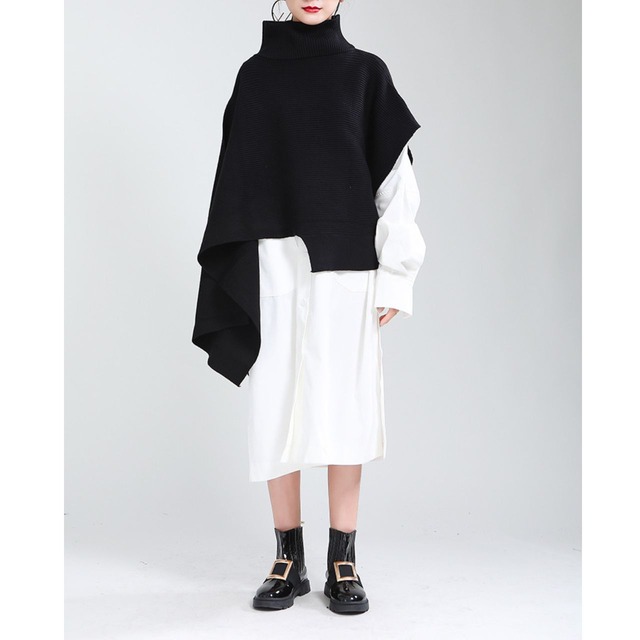 Asymmetry shawl sweater【2color】 C0380