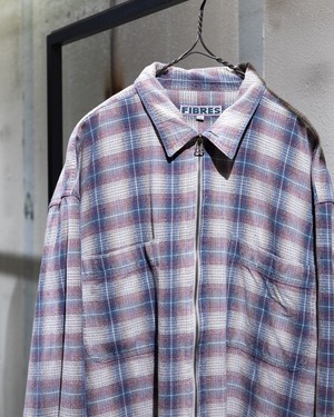 1990-00s vintage ombre check patterned zip up shirt jacket