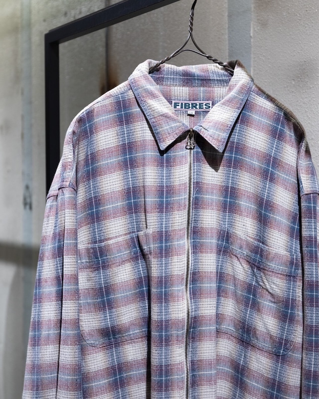 1990-00s vintage ombre check patterned zip up shirt jacket
