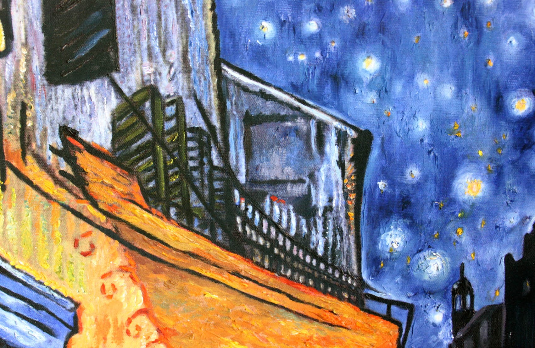 ゴッホ 絵画「夜のカフェテラス」額縁4色選択可能 作品証明書 展示用フック 限定エディション付複製画 ジークレ