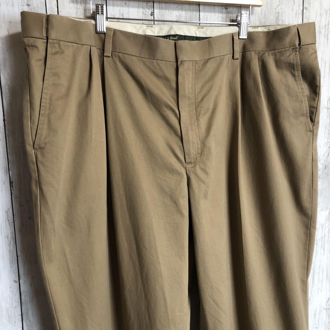 90s USA製 エルエルビーン L.L.Bean ワイド チノパンツ グレー