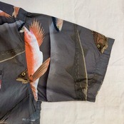 HOUSTON/ヒューストン x伊藤若冲COTTON RAYON ALOHA SHIRT(魚くし)/アロハシャツ