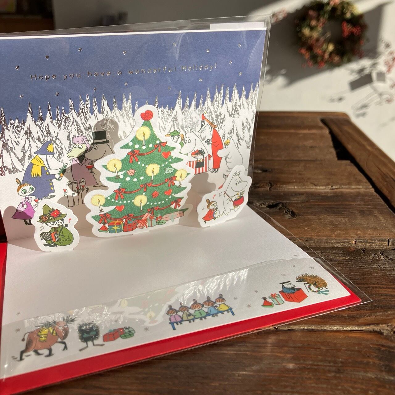 ムーミン×ホールマーク 箔押し クリスマスの森の中 立体クリスマスカード CA31