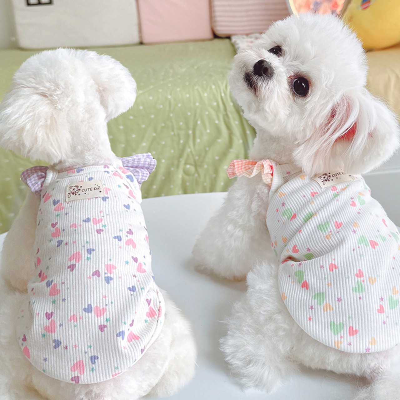 【PET】2色展開フレアスリープのハート柄キャミソール