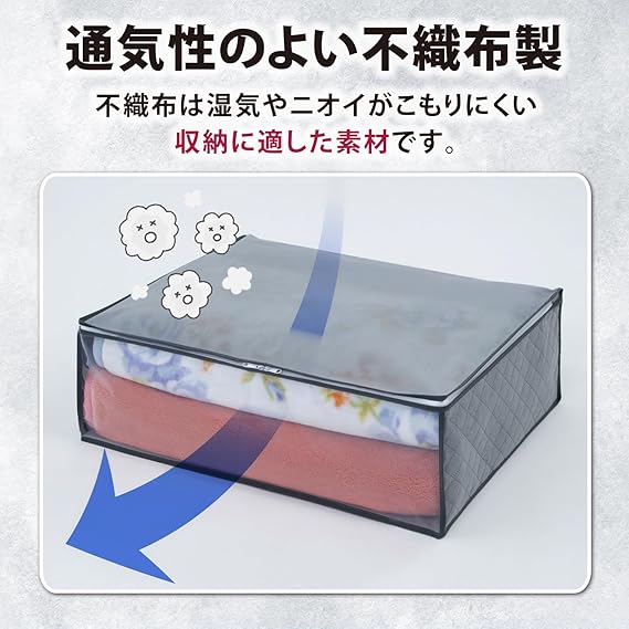 アストロ 消臭 布団収納ケース 毛布 軽寝具用 2枚組 活性炭と珪藻土のW