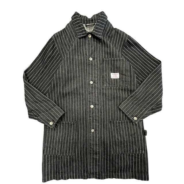 ☆アメカジ☆USヴィンテージ【ロング丈 ワークウェア】デニム地 ストライプ柄
