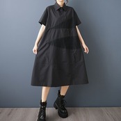 パンチング アシンメ切替 シャツワンピース30251