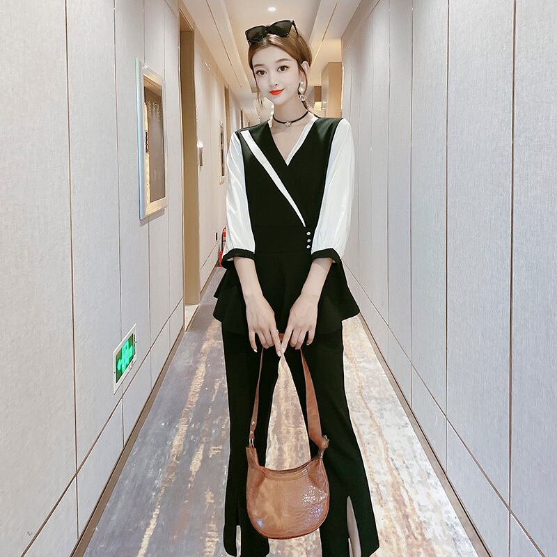 2020プラスサイズの女性の新しい秋のマイクロフレアパンツファットシスター200キャティウエスタンスタイルの年齢を減らし、細いウエストのツーピーススーツ ミックスインファッション37143391487