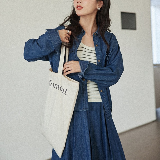button-front denim shirt　J00486