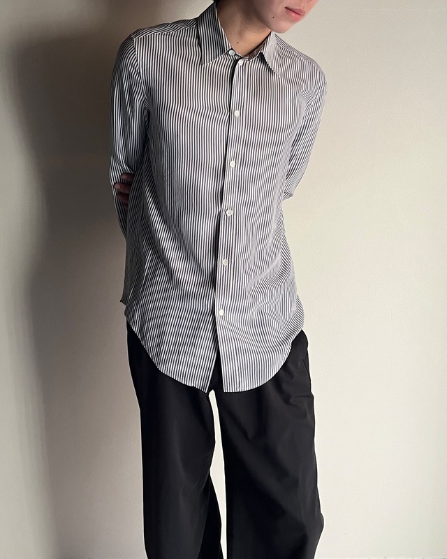 【CELINE】basic stripe compact silk shirt