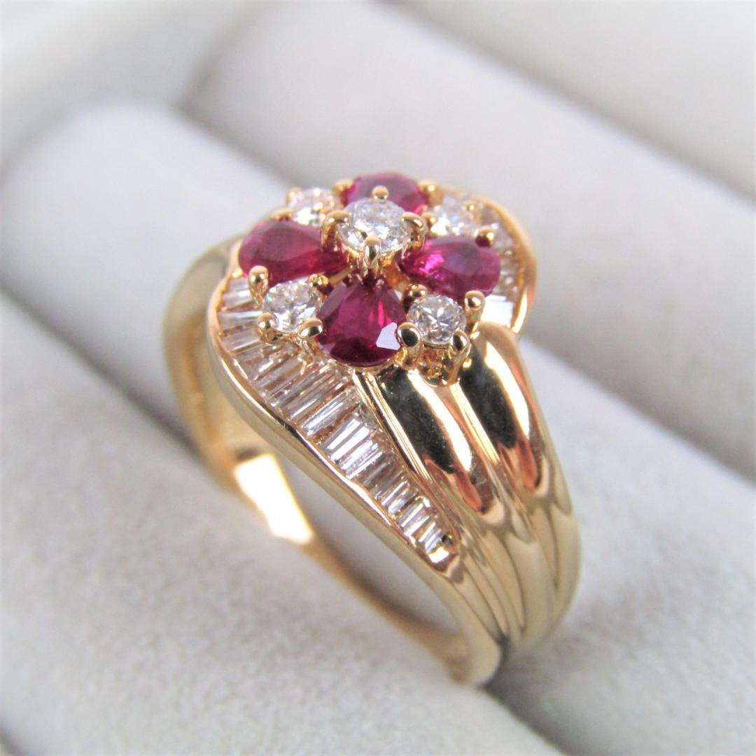 「天然の輝き」ダイヤモンド ルビー リング 指輪 K18YG 18金製品 高品質 国内生産 返品可 限定数3 天然の輝き最高級 ダイヤモンド ルビー リング 指輪 18金製 K18YG
