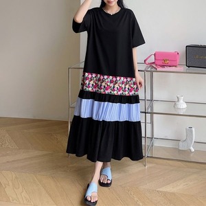 PANEL SHORT SLEEVE MAXI T-SHIRT DRESS M-17566