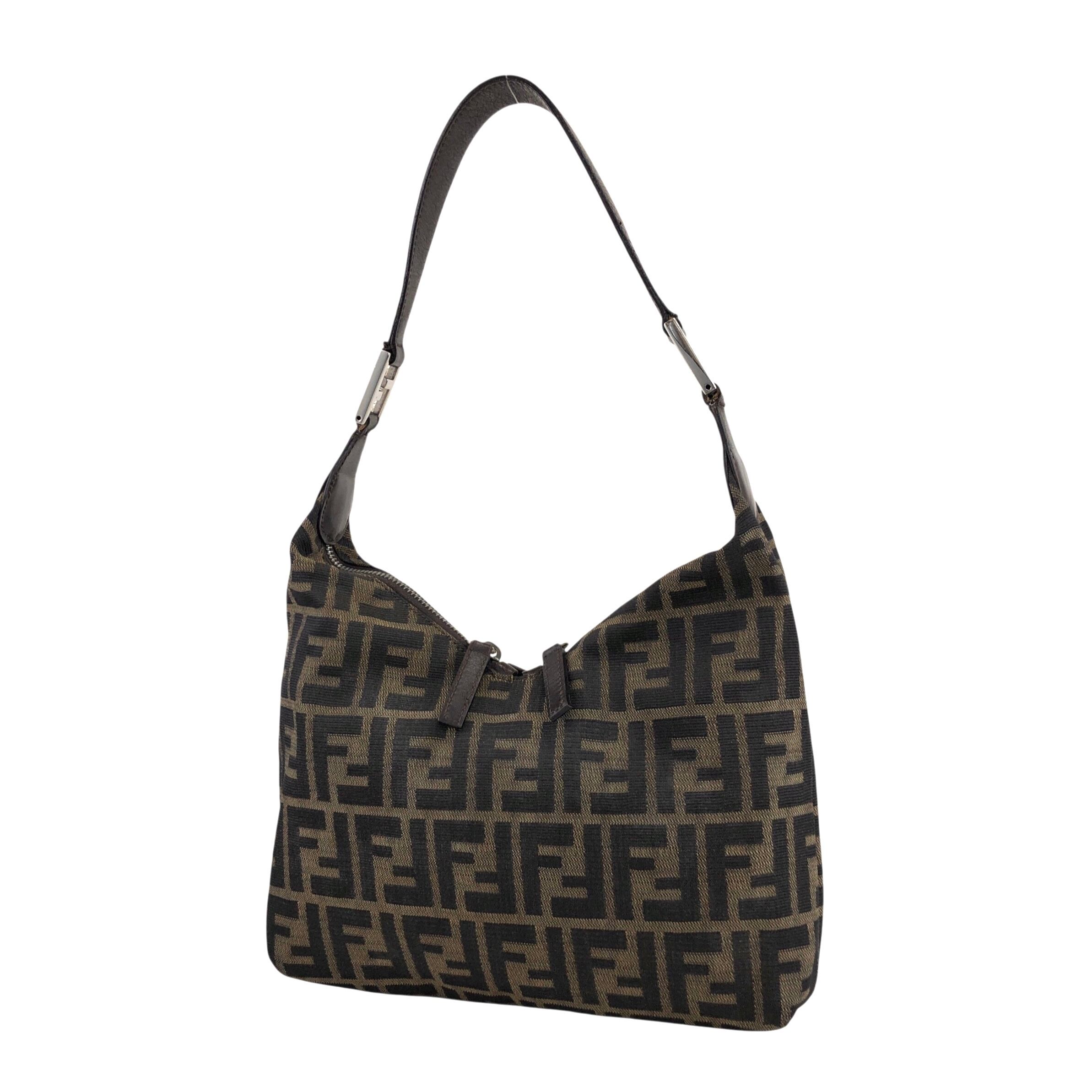 FENDI フェンディ ズッカ ショルダーバッグ ブラウン ジャガード