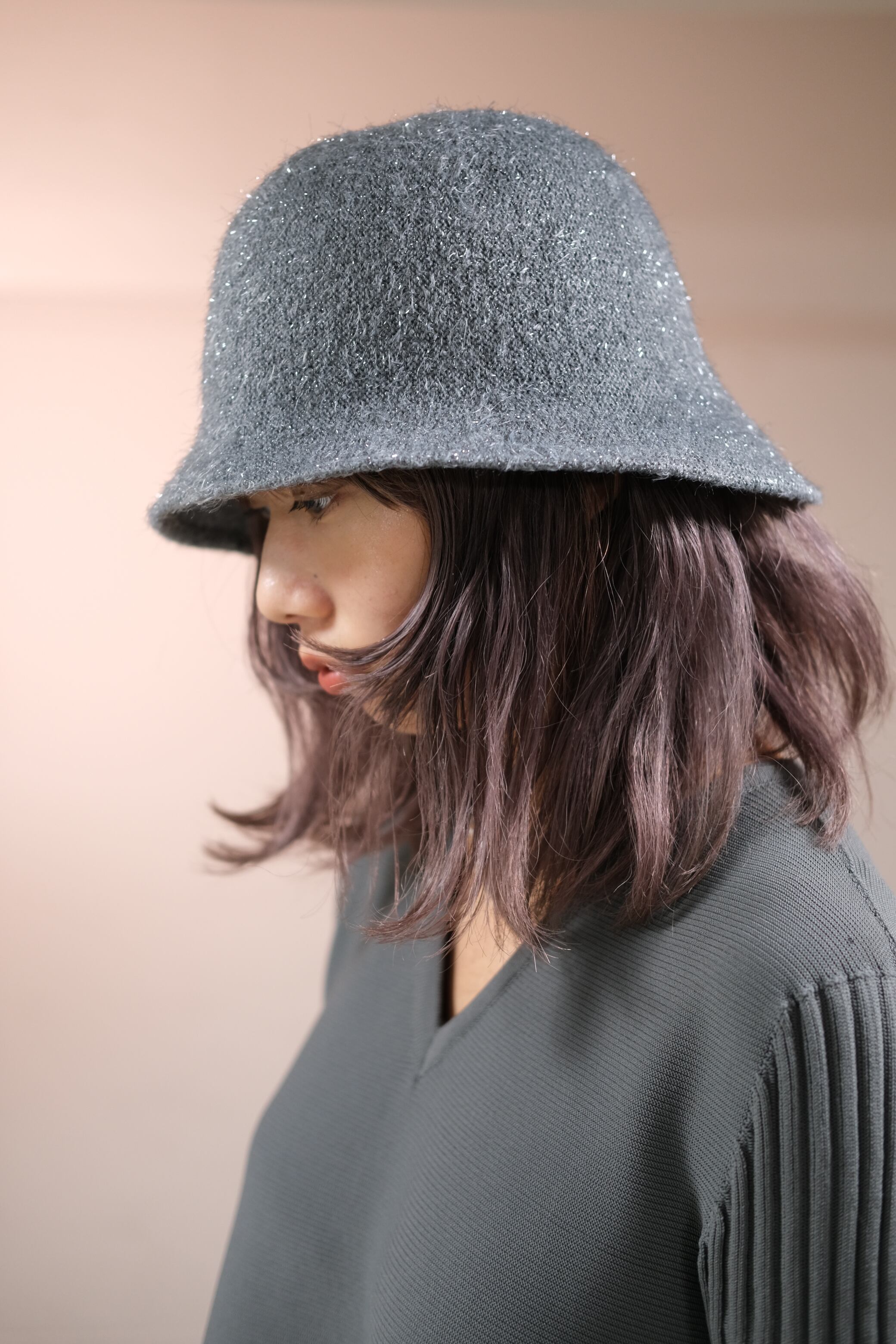 CFCL】MESH KNIT LUXE ASYMMETRIC HAT - iron gray | loop
